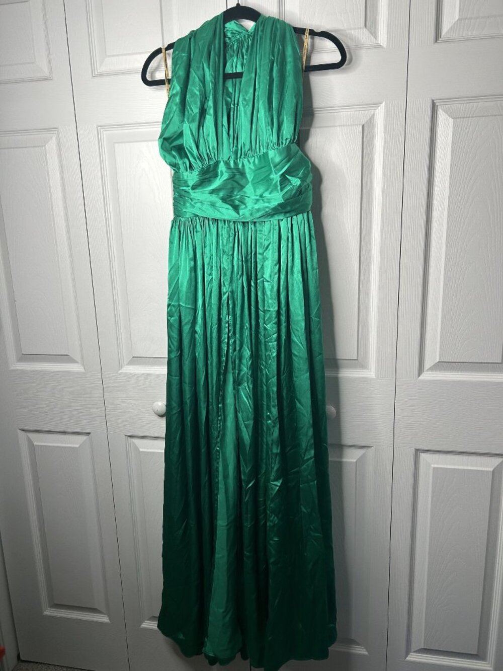 Bronx & Banco Camilla Emerald Green One Shoulder Maxi Dress Gown Women's Medium